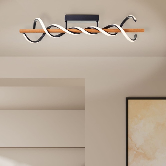 Deckenleuchte Alex, braun, 80 x 20.5 cm, Holz LED-Deckenleuchte, dimmbar