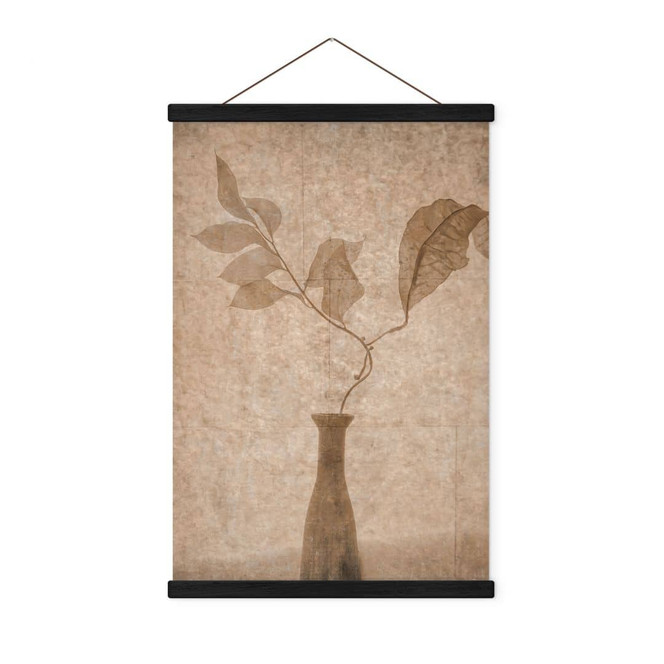 Stoffbild Stillleben mit herbstlichen Blättern in Beige - Tokarev