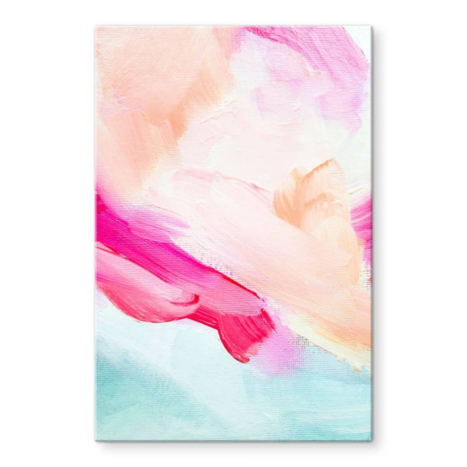 Acrylglasbild Pinselstriche Pink und Türkis - Haniff