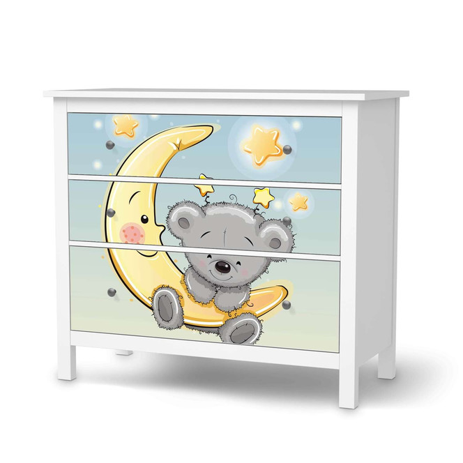 Möbelfolie IKEA Hemnes Kommode 3 Schubladen - Teddy und Mond- Bild 1