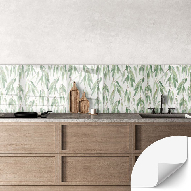 Selbstklebende Küchenrückwand Zweige mit grünen Blättern - UN Designs