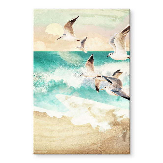 Acrylglasbild Möwen am Strand - SpaceFrog Designs