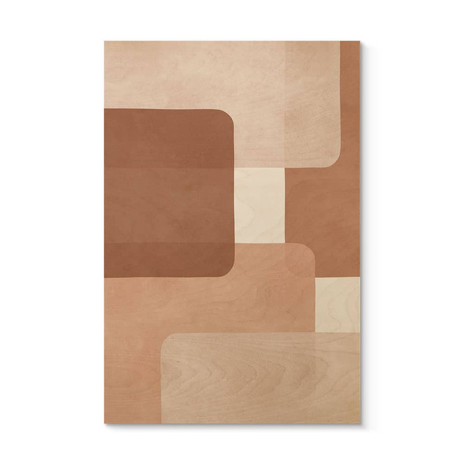 Holzbild Boho Abstraktion in Beige-braun - Costa