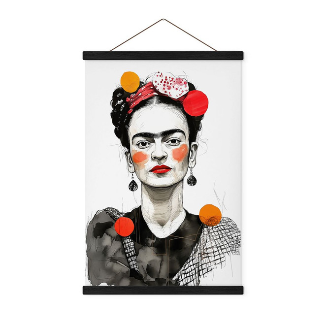 Stoffbild Frida Kahlo Pop-Art Porträt - Jaszke