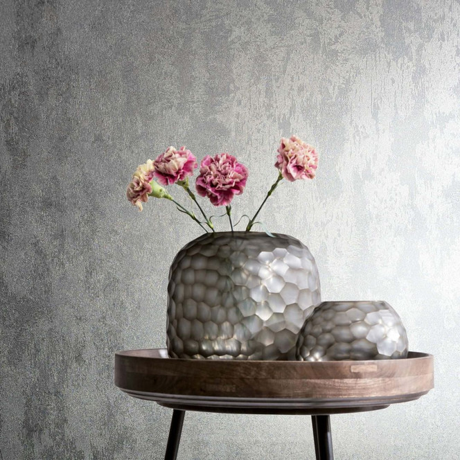 Vliestapete Betonoptik Metalloptik Modern glänzend in Silber