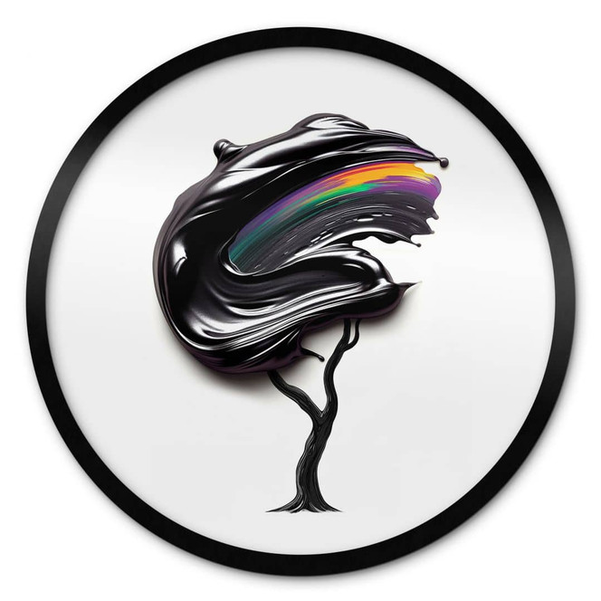 Poster Baum mit schwarzer 3D-Krone - Mielu - Rund