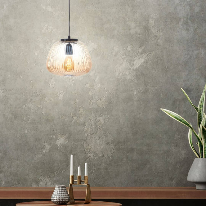 Pendelleuchte Junis, braun, 176 x 25 cm, Glas Pendelleuchte