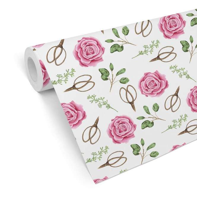 Mustertapete - Aquarell Blüten 04 - rosa