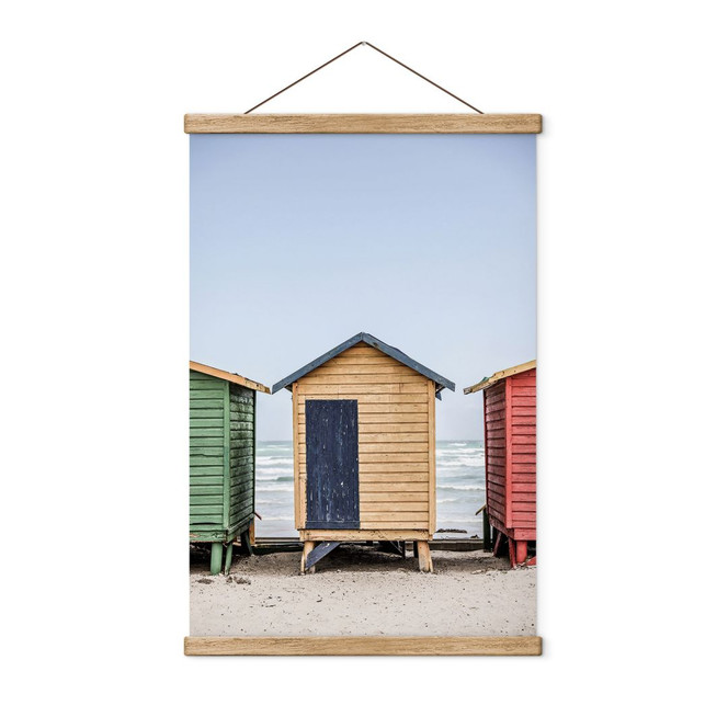 Strand Stoffbild Küstencharme - Bunte Hütten am Meer - Shot by Clint