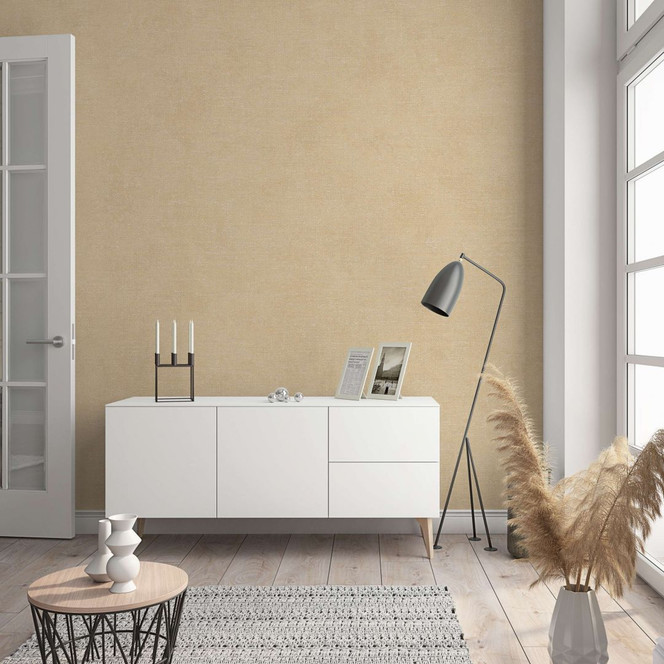 Vliestapete in moderner, feiner Struktur beige Uni