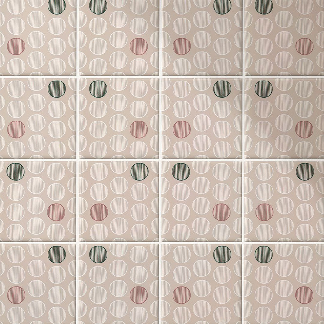 Fliesenaufkleber Boho - Kreise pastellbraun rotbraun grün - 12er Set