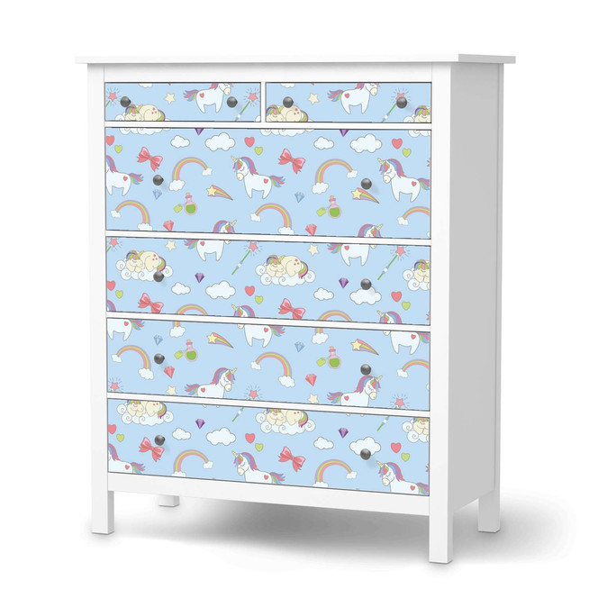 Klebefolie IKEA Hemnes Kommode 6 Schubladen - Rainbow Unicorn- Bild 1