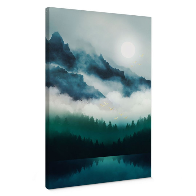 Leinwandbild Neblige Landschaft in der Nacht - SpaceFrog Designs
