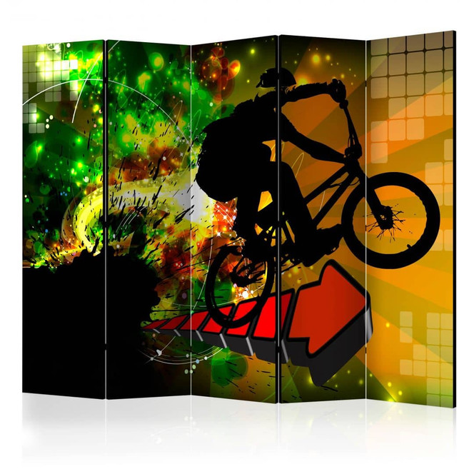 Paravent, Raumteiler freistehend, Trennwand - Fahrrad Tricks , 5-teilig - 225 x 172 cm