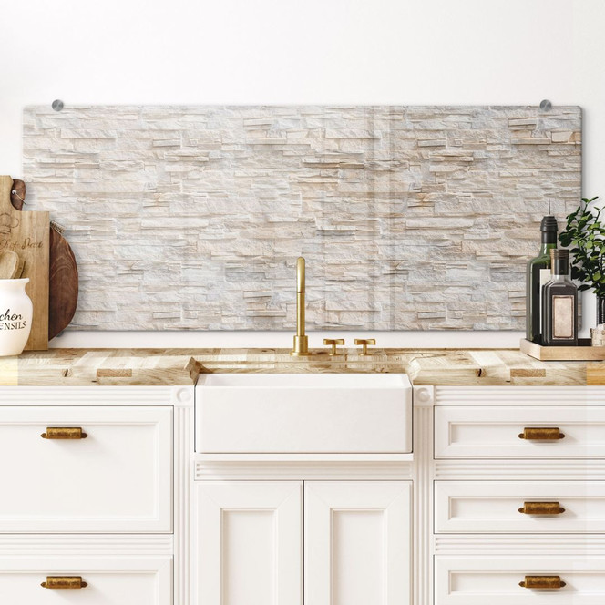 Spritzschutz Natursteinmauer - Panorama