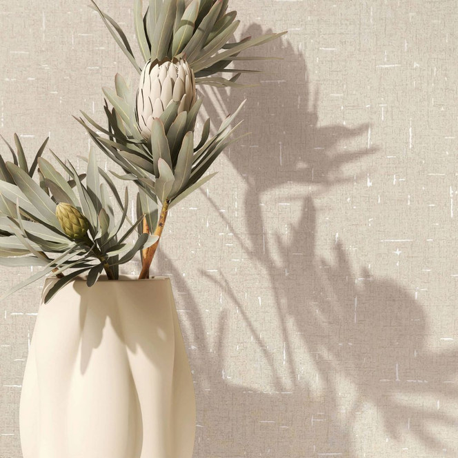 Vliestapete in leicht glänzender Struktur beige, weiss Uni