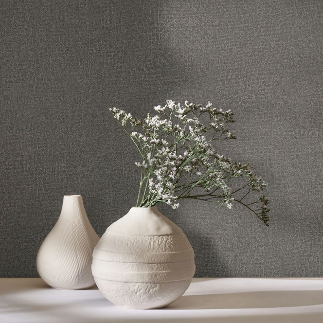 Vliestapete in Grau, Olive Strukturiertes Textil Putzoptik Uni