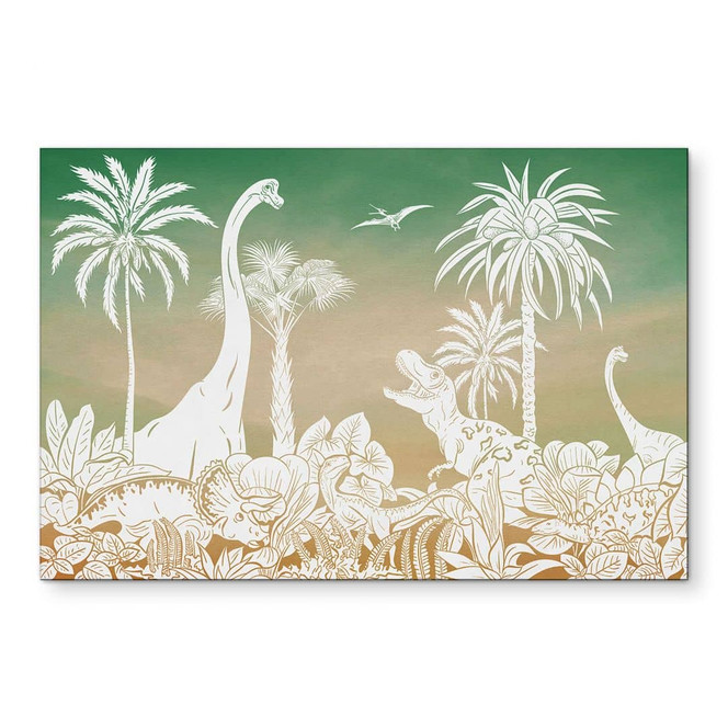 Wandbild Abenteuerreise zu den Dinosauriern - Ombre - Kikki Belle - Alu-Dibond