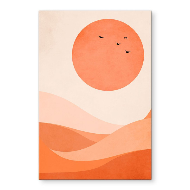 Acrylglasbild Harmonische Landschaft orange - Kubistika