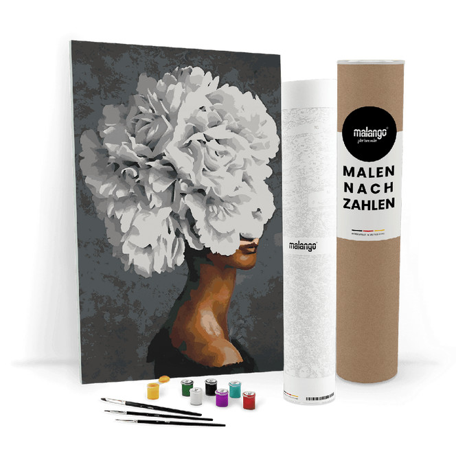 Malen nach Zahlen Leinwandbild - Frau mit Blumenhaar