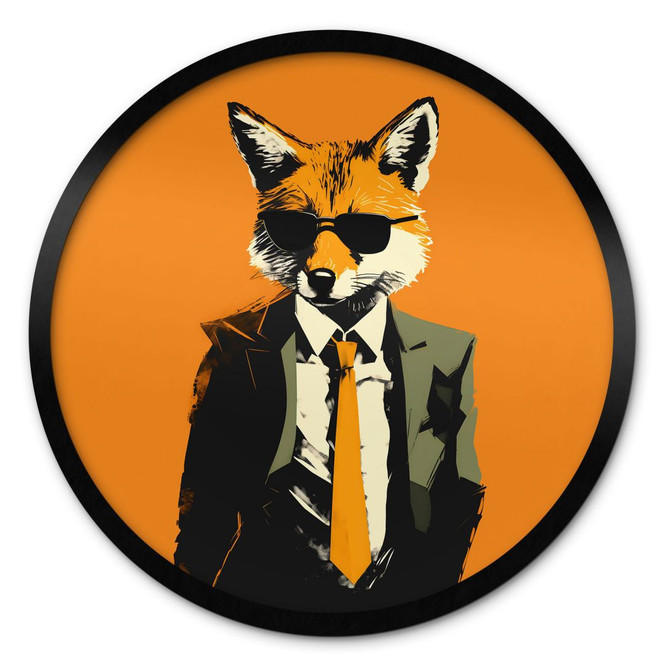Poster Cooler Fuchs im Anzug - Magnusson - Rund