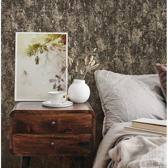 Strukturtapete Vliestapete braun, gold