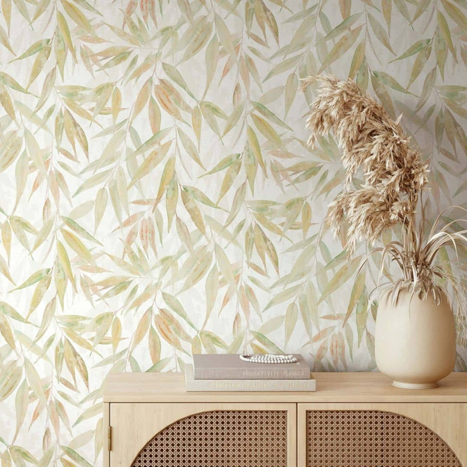 Vliestapete Blätter Floral Natur matt in Weiss