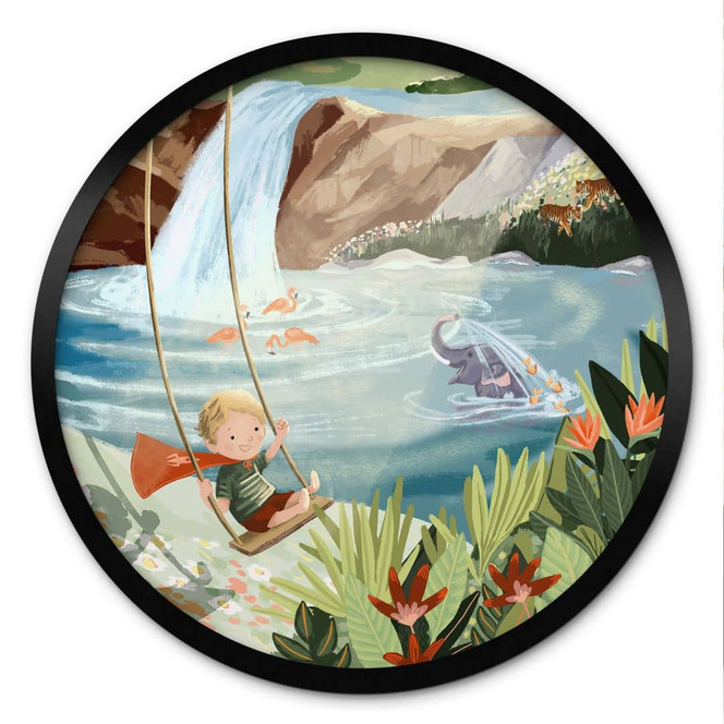 Poster Schaukeln in der Natur-Oase - Goed Blauw - Rund