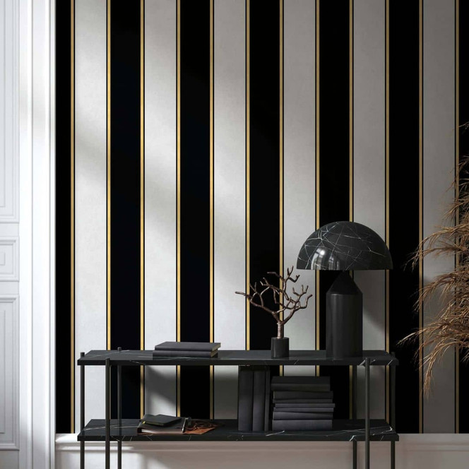 Vliestapete Blockstreifen, Streifen Streifen Klassisch matt in Grau