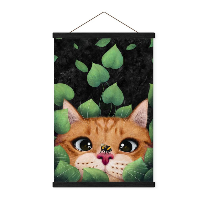 Stoffbild Süsse Katze im Busch - Korenkova