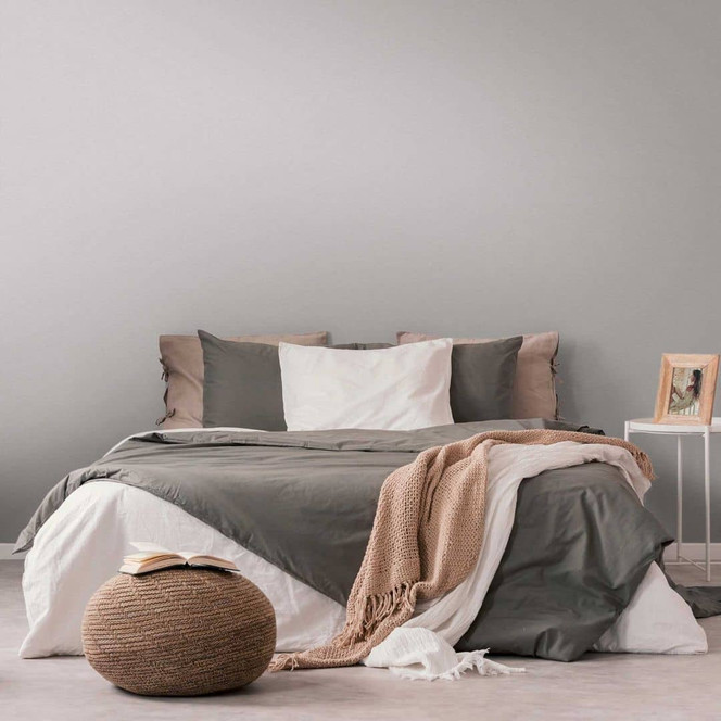 Strukturtapete in Leinenoptik Hellgrau – Dezente Vliestapete modern & zeitlos