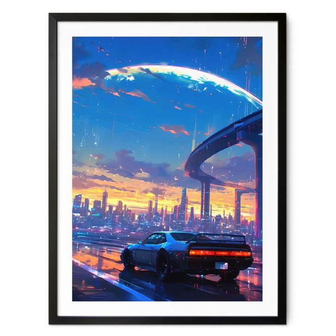 Poster Autofahrt durch den Regen - Takkar