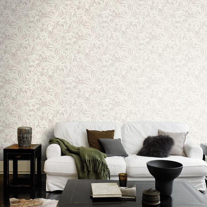 Blumentapete, Vliestapete Paraiso grau