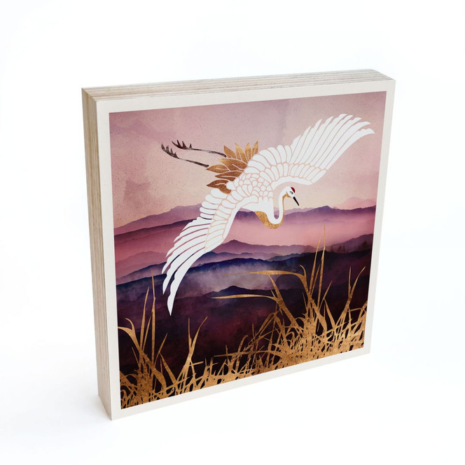 Holzbild zum Hinstellen - Eleganter Kranich - SpaceFrog Designs - 15 x 15 cm