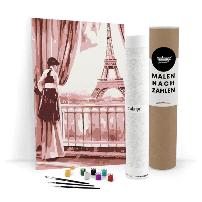 Malen nach Zahlen Leinwandbild - Blick auf den Eiffelturm No. 2