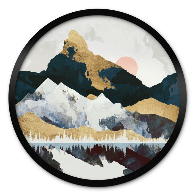 Poster Reflektion einer Winterlandschaft - SpaceFrog Designs - Rund