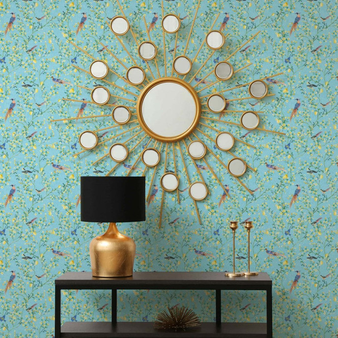 Vliestapete Vögel, Blumen Floral Natur matt in Blau