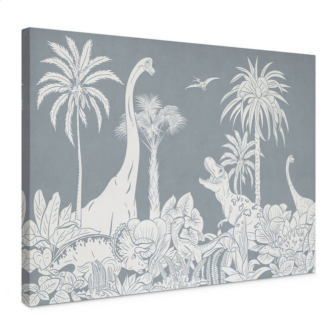 Leinwandbild Im Land der Dinosaurier - Blau - Kikki Belle
