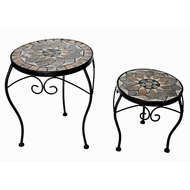Mosaiktisch Blumenhocker Set - 2-teilig - Bild - 1