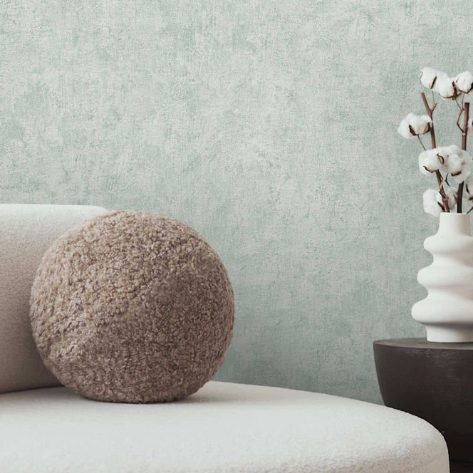 Betonoptik-Tapete Hellgrün Grau - Moderne Strukturtapete in Putz-Optik