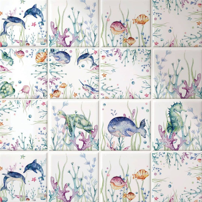 Fliesenaufkleber Kvilis - Bunte Unterwasserwelt - 12er Set