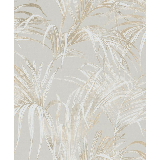 Vliestapete mit Blattmotiv auf Strukturbasis beige Floral