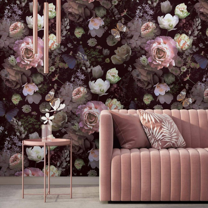 Fototapete mit Blumentotiv, Blumentapete Schwarz 2.70 x 1.59 cm