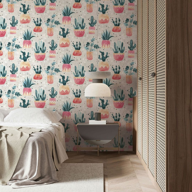 Vliestapete in Grau Grün Rot Blumen Pflanzen Floral Natur Modern