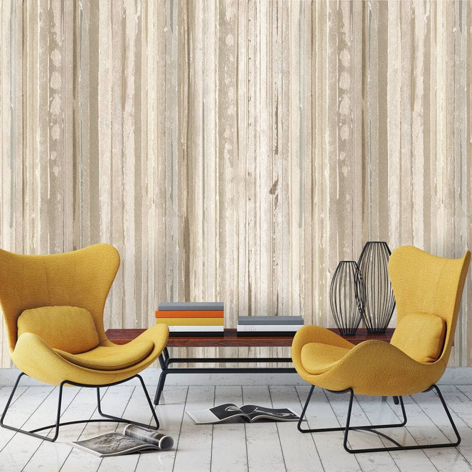 Fototapete mit Holzoptik, Beige Streifen 3.40 x 2.12 m