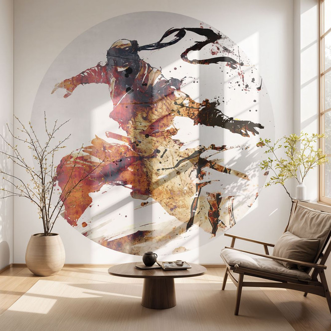 Fototapete Fliegender Ninja - Kulik - Rund - Selbstklebend/Vlies