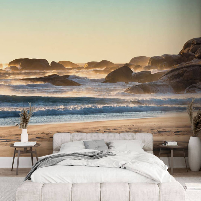 Maritime Fototapete Strandküste bei Sonnenaufgang in Afrika - Hugonnard