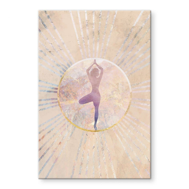 Acrylglasbild Yoga Baumhaltung im Sonnenkreis - Manovski