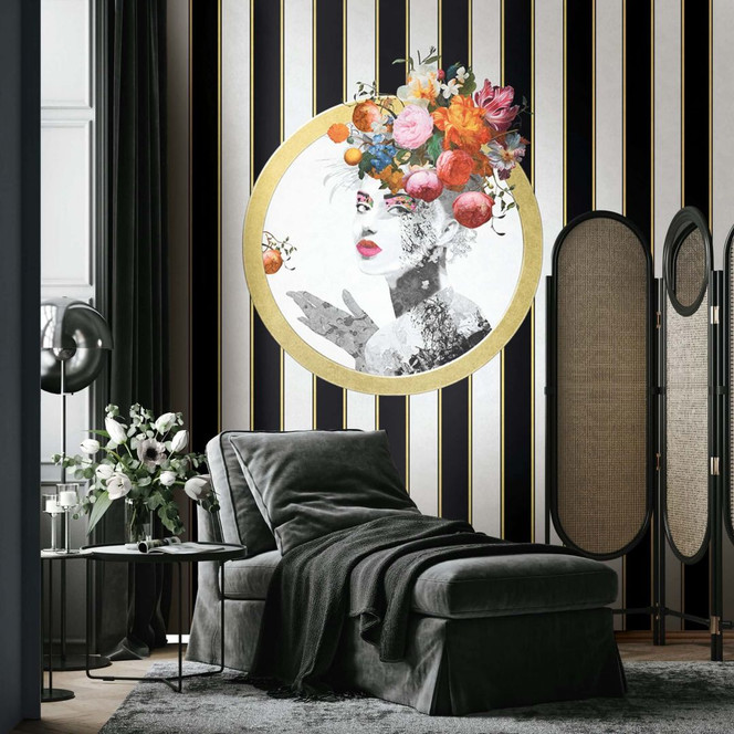 Fototapete Streifen, Gesicht Streifen Klassisch, Romantisch matt in Schwarz 2.70 x 1.59m