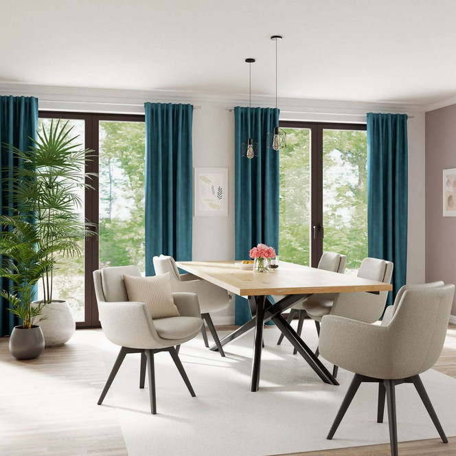 Homing Samtvorhang mit verdeckten Schlaufen Velia petrol - 2.45 x 1.4m - Bild 1